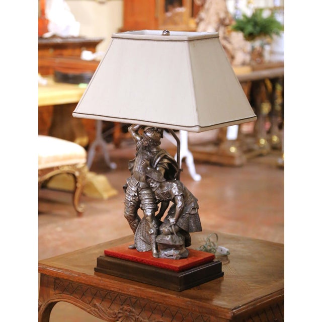 Decorate a study, library, or living room with this dramatic antique figural lamp crafted in France circa 1880. Originally...