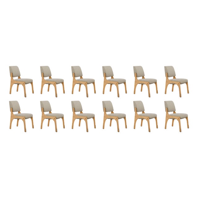 Arches II Dining Chairs in Oak and Bouclé from Insidherland, Set of 12 For Sale