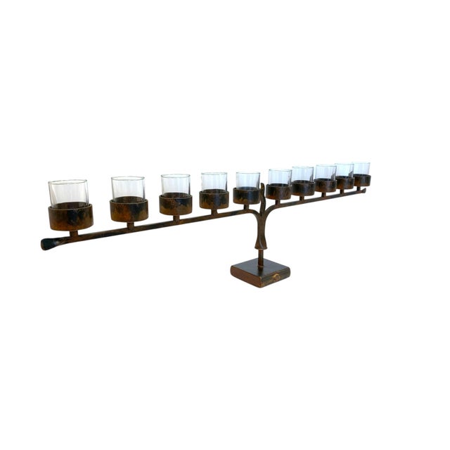 Late 20th Century Jan Barboglio Hand-Forged Iron Candelabra, 3-Foot Statement Candle Holder For Sale - Image 12 of 15