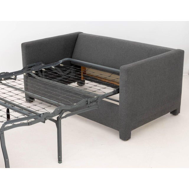 Metal Gray Wool Blend Upholstered Sleeper Sofa For Sale - Image 7 of 7