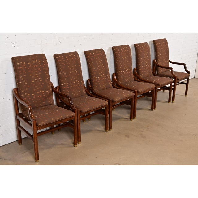 Henredon Henredon Mid-Century Modern Sculpted Oak High Back Dining Chairs, Set of Six For Sale - Image 4 of 13