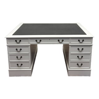 English Classic White Partner Desk For Sale
