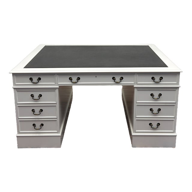 English Classic White Partner Desk For Sale