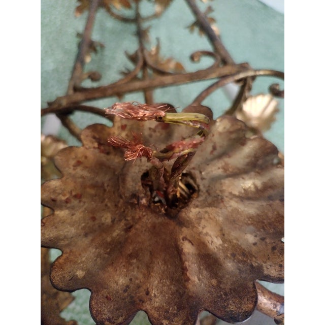 Vintage Large Gold Leaf Pagoda Top Regency Currey & Co Style Leaf 3 Arm Wall Sconce Light Fixture For Sale - Image 9 of 13