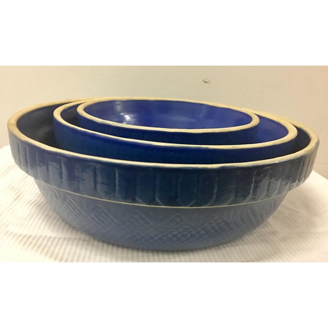 Indigo Blue Ceramic Mixing Bowls Set of 3 Chairish