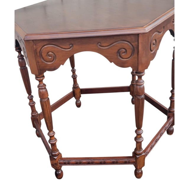 1940s Vintage American Cherry Center Table Carved Traditional For Sale - Image 17 of 17