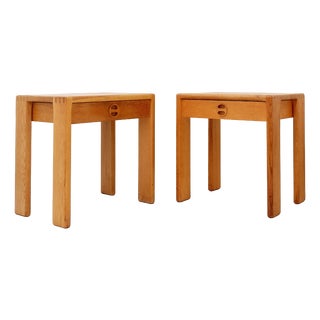 Oak Bedside Tables attributed to Esko Pajamies for Asko, Finland, 1960s, Set of 2 For Sale