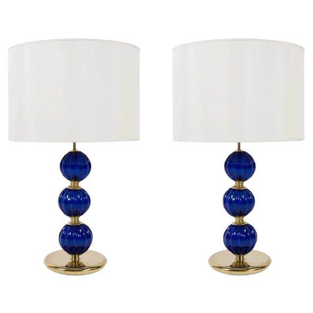 Murano Glass Lamps, Set of 2 For Sale