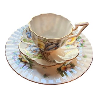 Salisbury "Pansy" Fine Bone China Teacup & Saucer Set For Sale