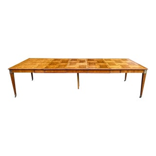 Mid 20th Century Baker Furniture French Regency Walnut & Cherry Parquet Dining Table For Sale