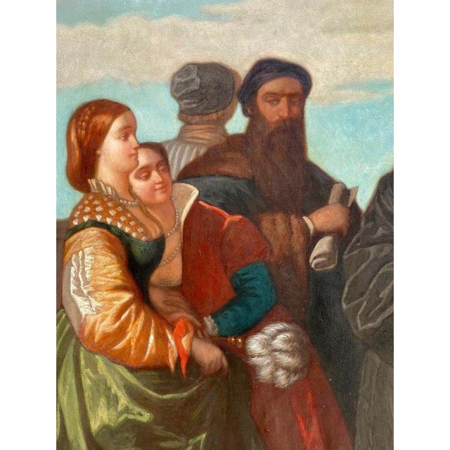 Meeting of Titian And Veronese on the Ponte Della Paglia, 1800s, Oil on Canvas For Sale - Image 8 of 13