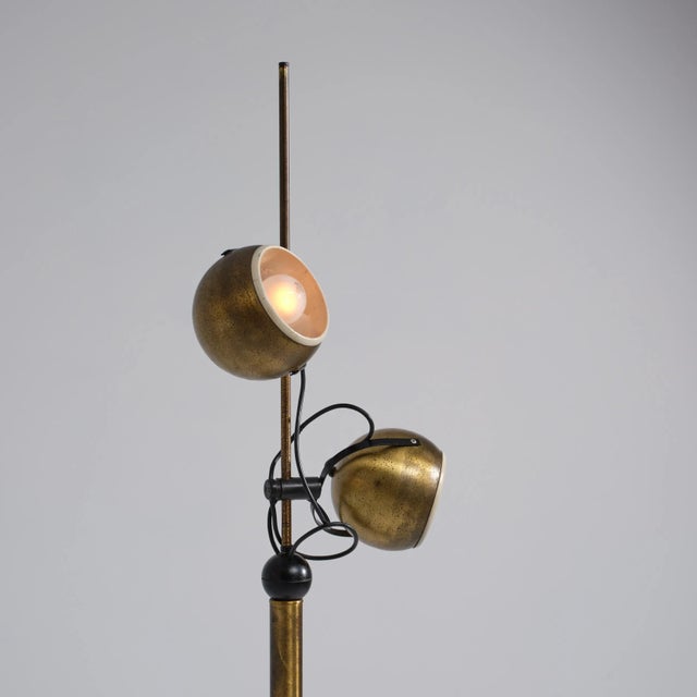 Metal Brass-Plated Floor Lamp with Adjustable Globe Heads attributed to Goffredo Reggiani, 1970s For Sale - Image 7 of 10