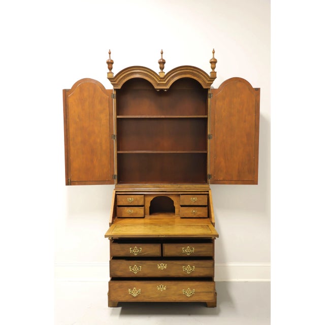 Late 20th Century Baker Georgian Walnut Bonnet Top Secretary Desk With Mirrored Blind Bookcase For Sale - Image 5 of 12