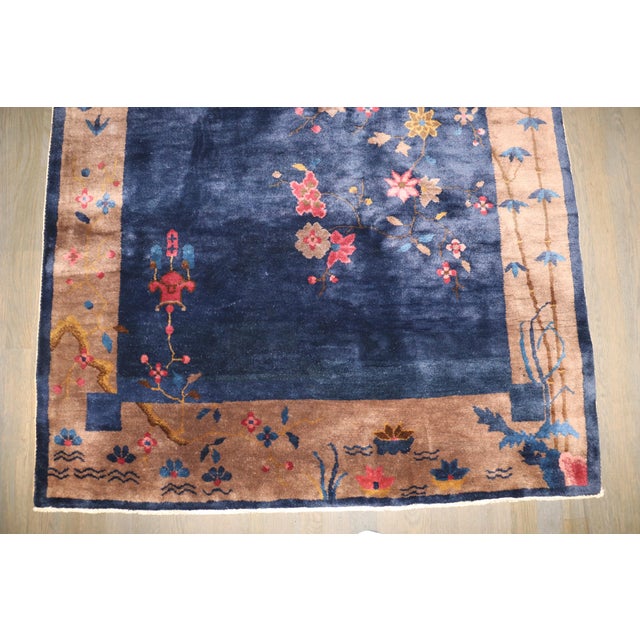 Blue Antique Chinese Art Deco Rug For Sale - Image 4 of 6