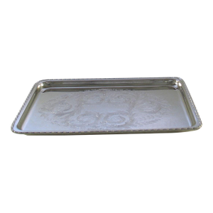 1980’s Vintage/New Silver Cocktail Tray, Egg & Bead Border, Embossed