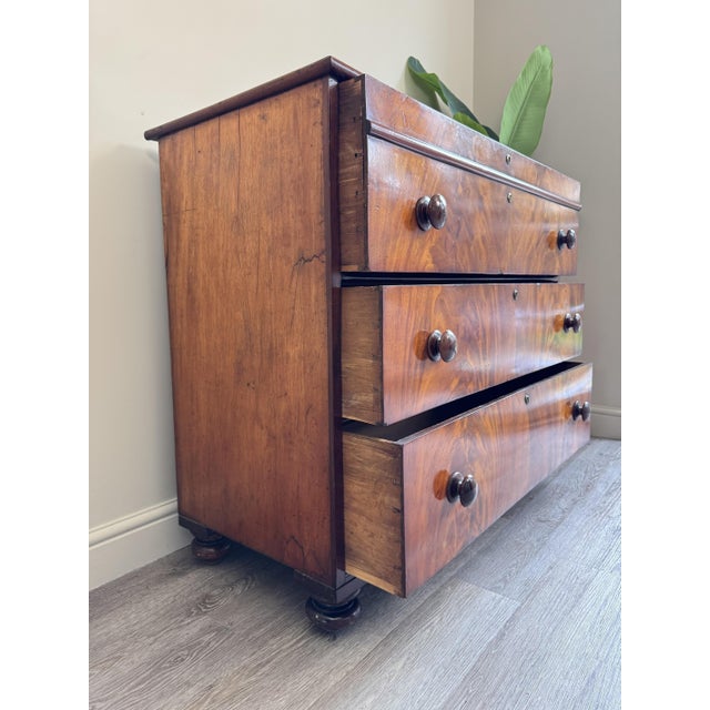 Flame Mahogany Antique Three Drawer Chest For Sale - Image 13 of 14