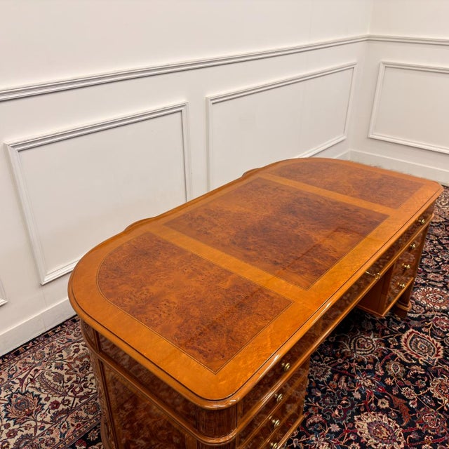 Antique Italian ClassicDesk with Back Panel Burlwood For Sale - Image 10 of 18