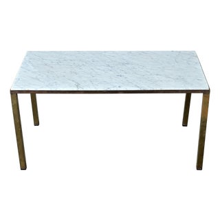 French Early 20th Century White Marble & Brass Coffee Table For Sale