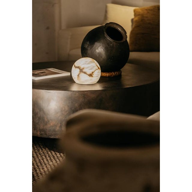 Large Wireless Moon Table Lamp by United Alabaster For Sale - Image 6 of 18