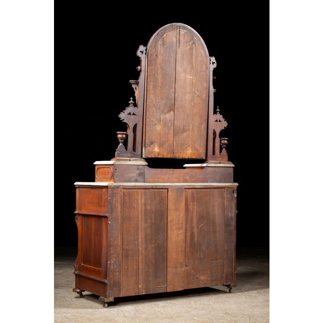 Antique American Victorian Walnut Marble-Top Dresser With Mirror For Sale - Image 4 of 18