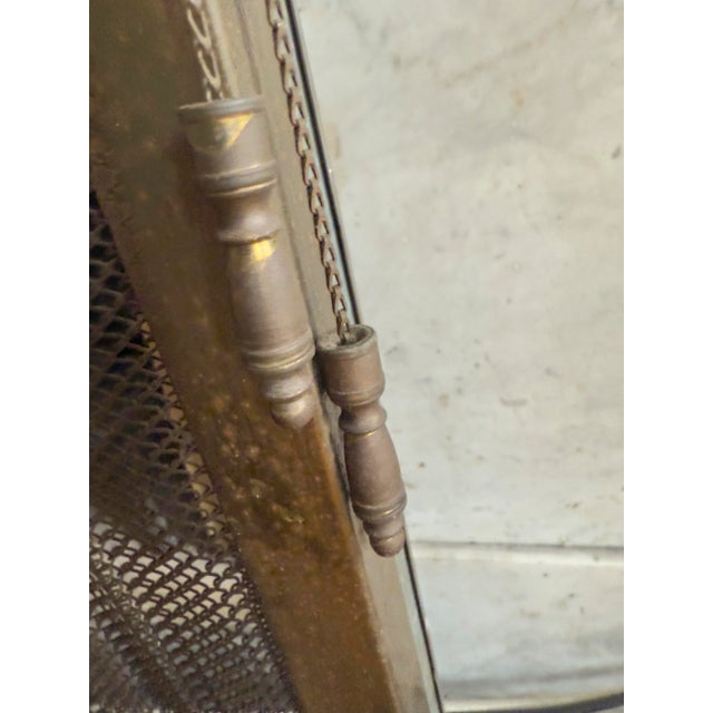 Mid 20th Century Mid-20th Century Brass French Provencial Style Mesh Fireplace Screen For Sale - Image 5 of 7