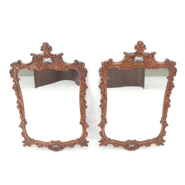 Pair of Chinese Chippendale Style Carved Mahogany Wall Mirrors MINT! For Sale - Image 6 of 10
