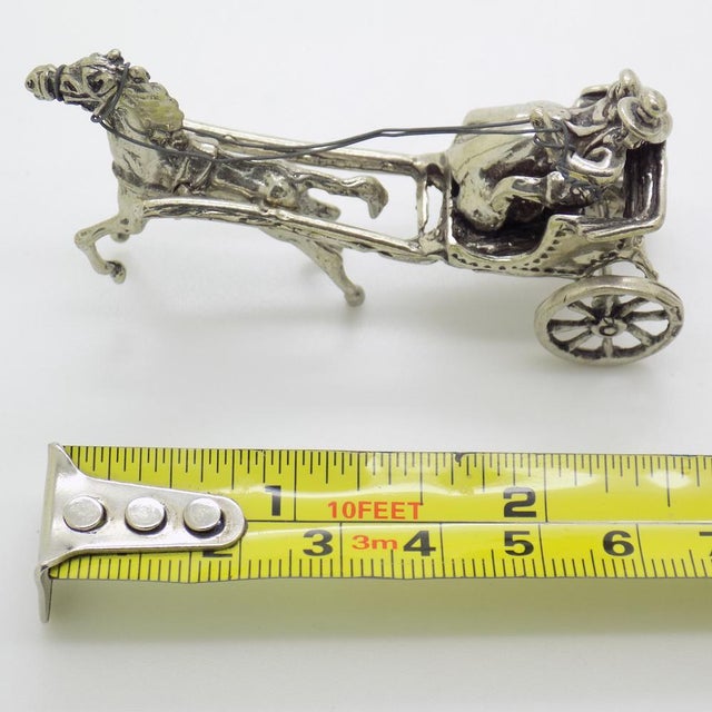Vintage Italian Handmade Sterling Silver 925 Just Married Carriage with Horse Figurine, 1970s For Sale - Image 12 of 13