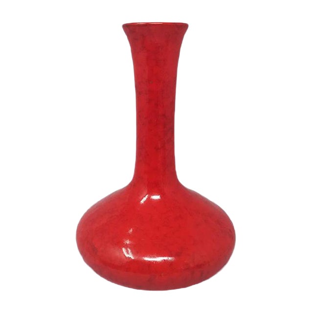 Vintage Space Age Italian Red Vase, 1970s For Sale