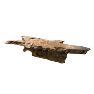 1970s Mid Century Modern Burlwood Organic Sculptural Coffee Table For Sale