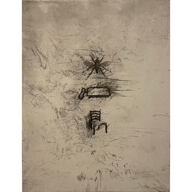 Pop Art Donald Saff, Large Donald Saff Surrealist Pop Art Aquatint Etching Bee, Chair, Pot, c.1980 For Sale - Image 3 of 6