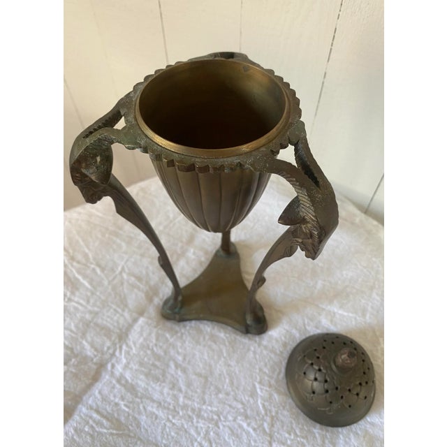 Metal Vintage Empire Style Brass Goat or Ram Heads Incense Burner For Sale - Image 7 of 12
