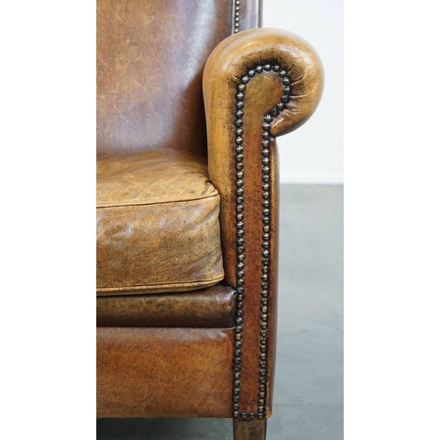 Leather Armchair with Decorative Nails For Sale - Image 10 of 14
