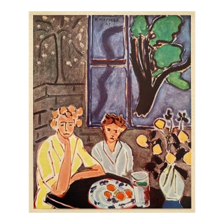 Henri Matisse Vintage 1958 Italian Fine Art Lithograph Print " Two Girls Before a Blue Window " 1947 For Sale