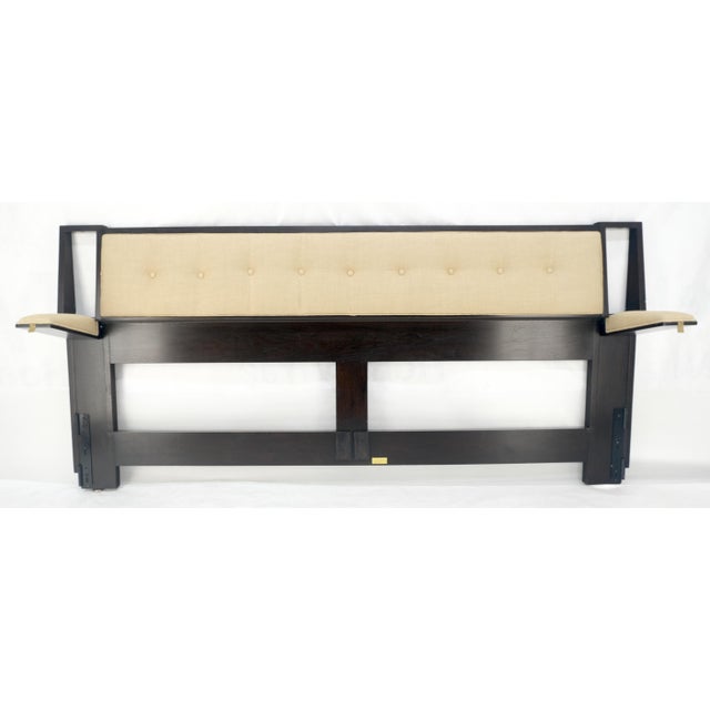 Ed Wormley Dunbar NEW Solid Linen Upholstery Ebonized Mahogany King Headboard For Sale - Image 13 of 17
