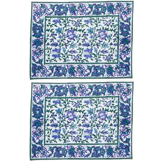 Aria Placemats Lavender & Blue - A Pair For Sale - Image 4 of 4