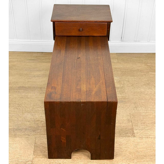 Early 20th Century Vintage Farmhouse Butcher Block Elongated Side Table For Sale - Image 5 of 14