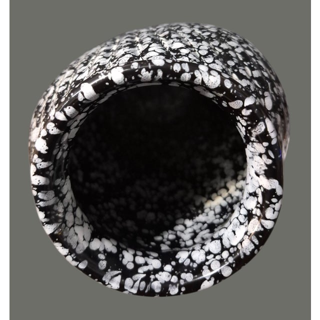 Vintage Art Deco Style Speckled Ceramic Black & White Vase For Sale - Image 6 of 11