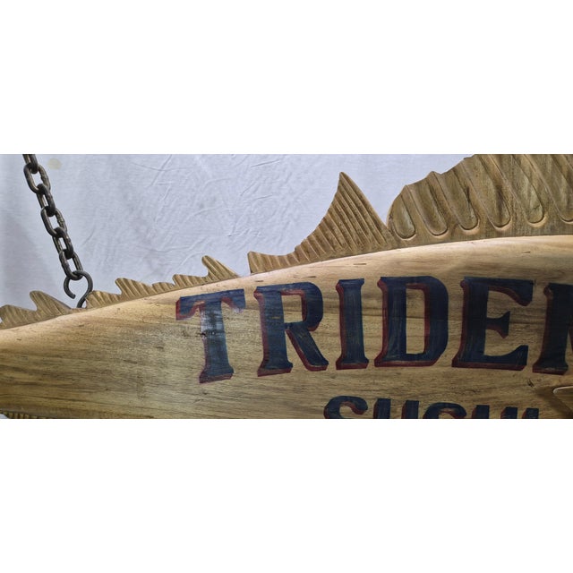 Trident Sushi Bar Carved Trade Sign For Sale - Image 10 of 12
