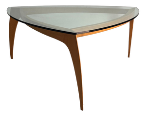 Italian Sculptural Geometric Oak and Glass Table, 1980s