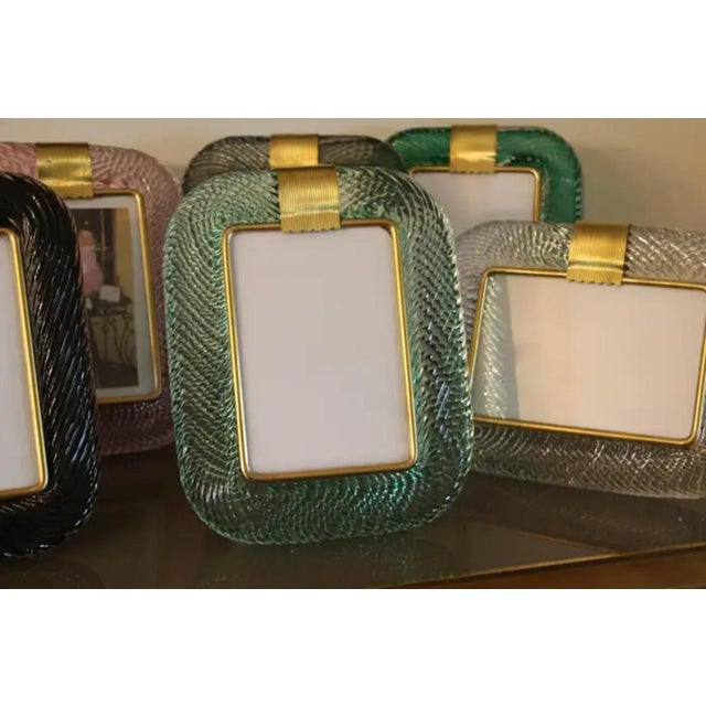 Crystal Twisted Murano Glass and Brass Picture Frame by Barovier E Toso For Sale - Image 17 of 18