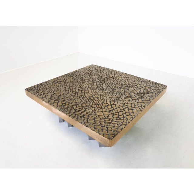 Brown Mid-Century Modern Coffee Table in Bronze, Belgium, 1970s For Sale - Image 8 of 11