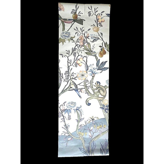 2020s Chinoiserie/Botanical Anthropologie Chloe Wallpaper Mural, Birds and Monkeys, 7 Panels For Sale - Image 5 of 15