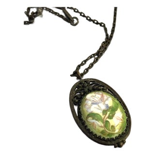 Victorian Style Floral Cameo Pendant Necklace For Sale