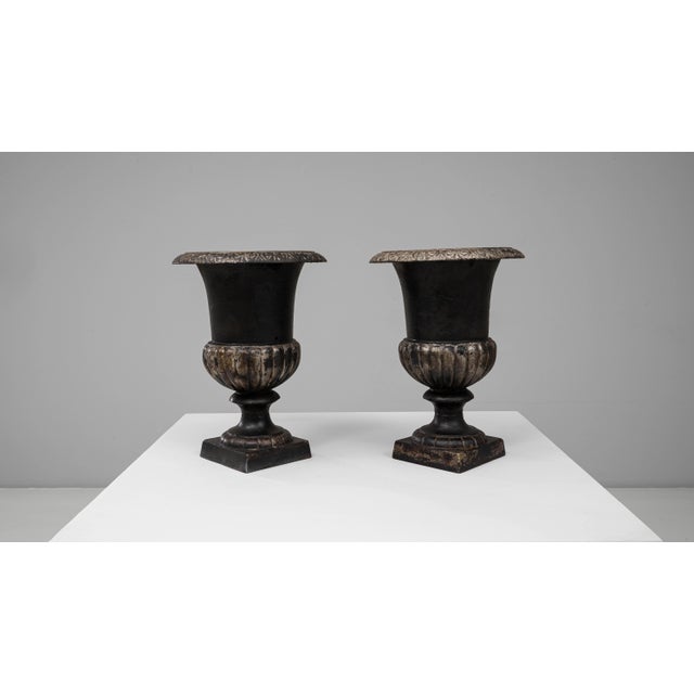 19th Century 19th Century French Cast Iron Campagna Urn Planters - A Pair For Sale - Image 5 of 18