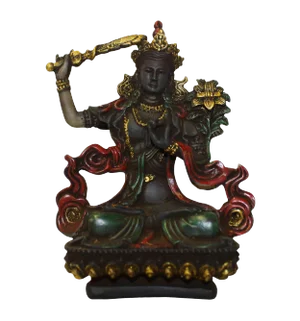 Crystal Glass Color Paint Small Chinese Sitting Tibetan Tara Buddha Statue