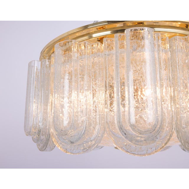 Large Brass Flushmount with Murano Glass Tubes attributed to Doria, Germany, 1960s For Sale - Image 9 of 14