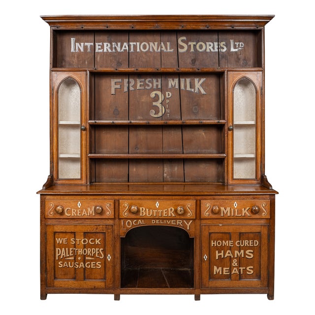 Antique 19th Century Victorian Oak & Glass Dresser, 1880s For Sale