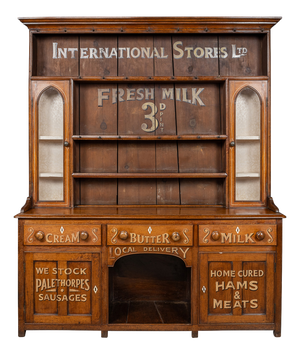 Antique 19th Century Victorian Oak & Glass Dresser, 1880s