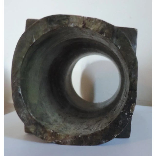 Large antique Chinese carved stone cong. In Chinese culture the cong represents earth. The square outer section of this...