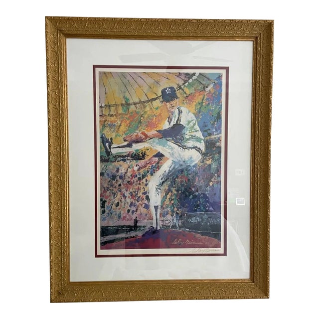 1980s “Gaylord Perry” 1982 Lithograph by LeRoy Neiman – Hand Signed – 39” X 30” Framed For Sale
